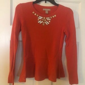 Banana Republic embellished peplum sweater sz xs